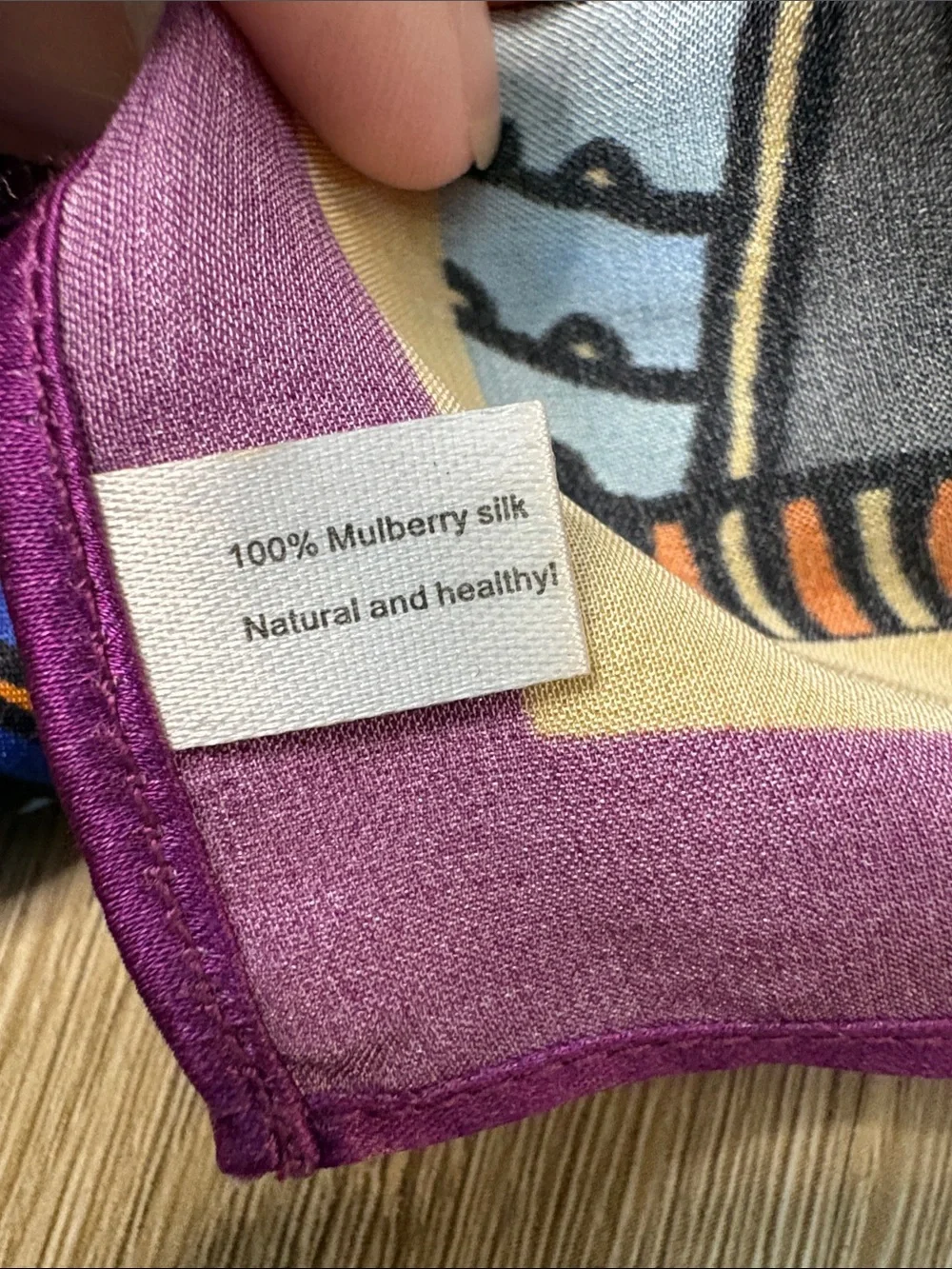 100% Mulberry Silk Psychedelic Boho Square Scarf 26.5